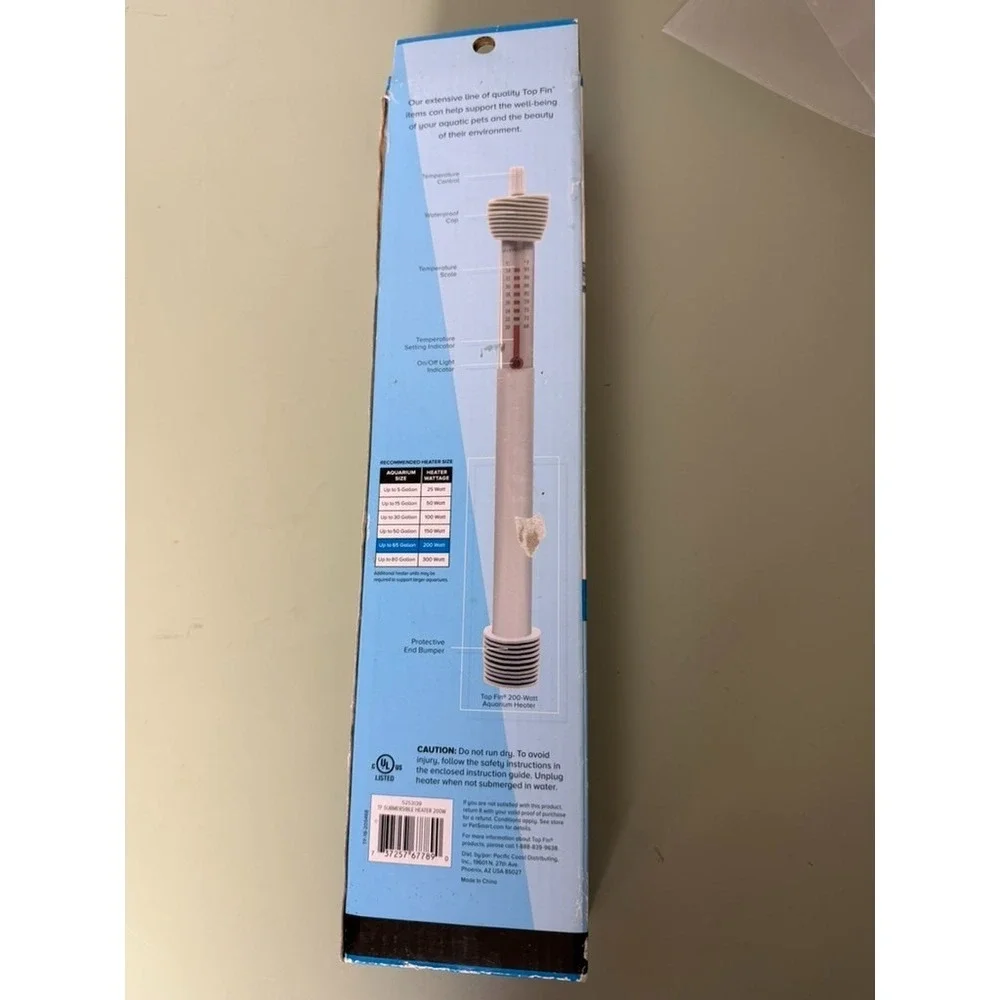 Top Fin H200 Aquarium Heater 200W Submersible Fish Tank Heater Up To‎ 65 Gal